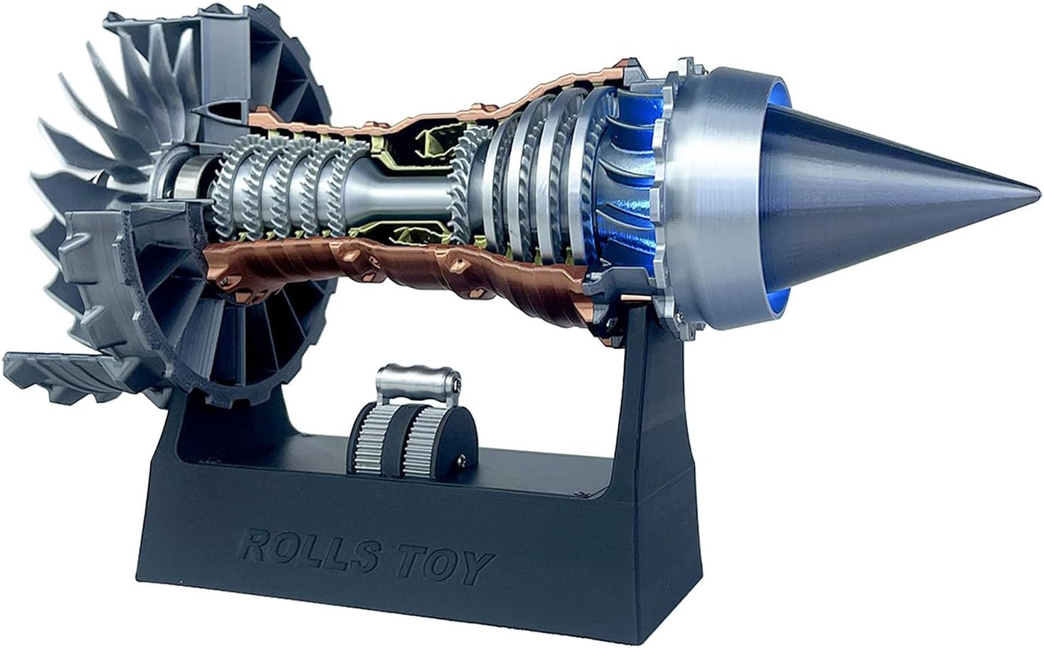 Jet Turbofan Engine Model Kits That Runs,Visible Turbojet Aircraft Engine with Blue LED Light,Adjustable Speed,Science Aero Engine Education Toy,Desk Gift for Adult (Assembly Version - Blue Light)
