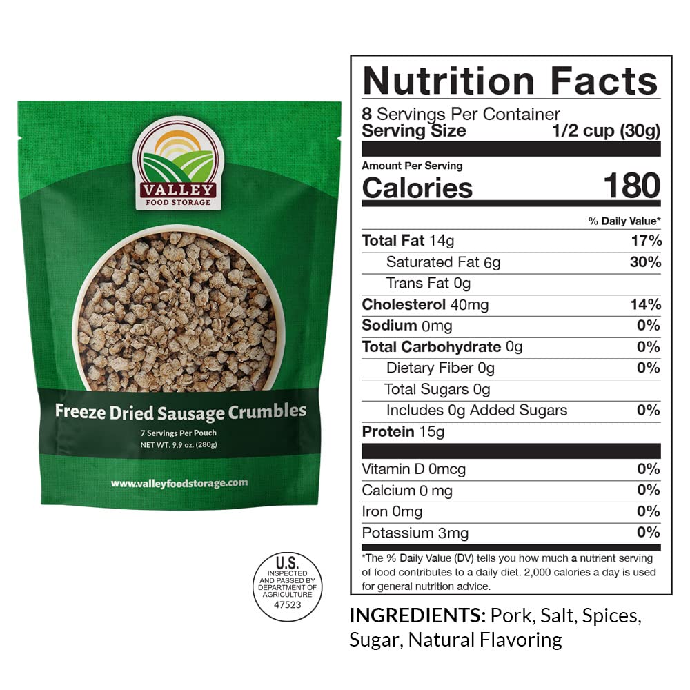 Valley Food Storage Premium Protein Bucket | Freeze Dried Meat & Dairy | 85 Servings, 1,052g Protein | Emergency Food Supply with 25 Year Shelf Life | Prepper Food for Camping & Long-Term Storage