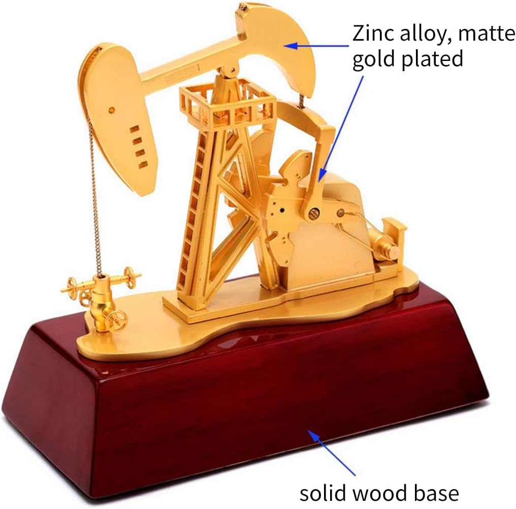 3D Electric Metal Oil Well Pump Jack Model, DIY Industrial Mechanical Model Toy Gift, Creative Desktop Ornament Decoration, Science Eductional Toy