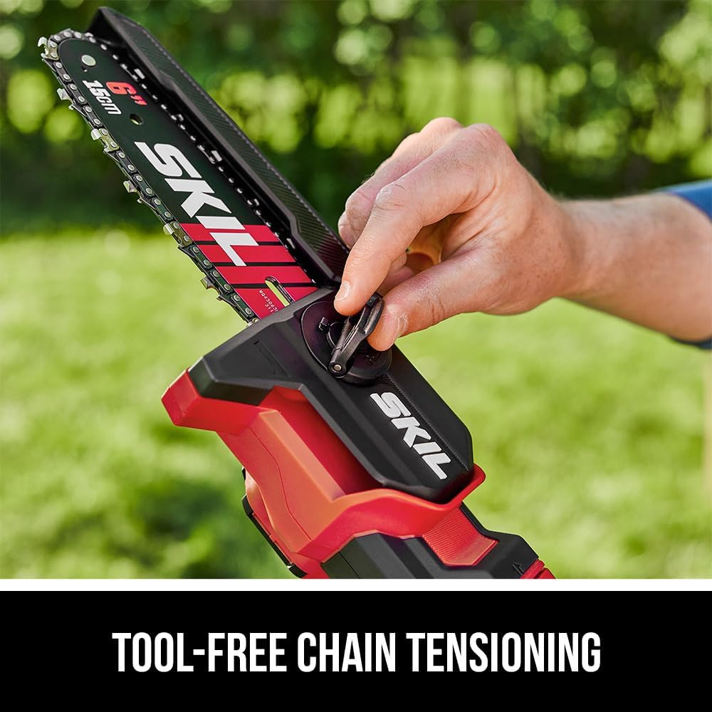 SKIL PWR CORE 20 Brushless 20V 6' Telescopic Mini Chainsaw Kit with Up to 2.8 feet Including 2.0Ah Battery and Charger-PR0601B-11