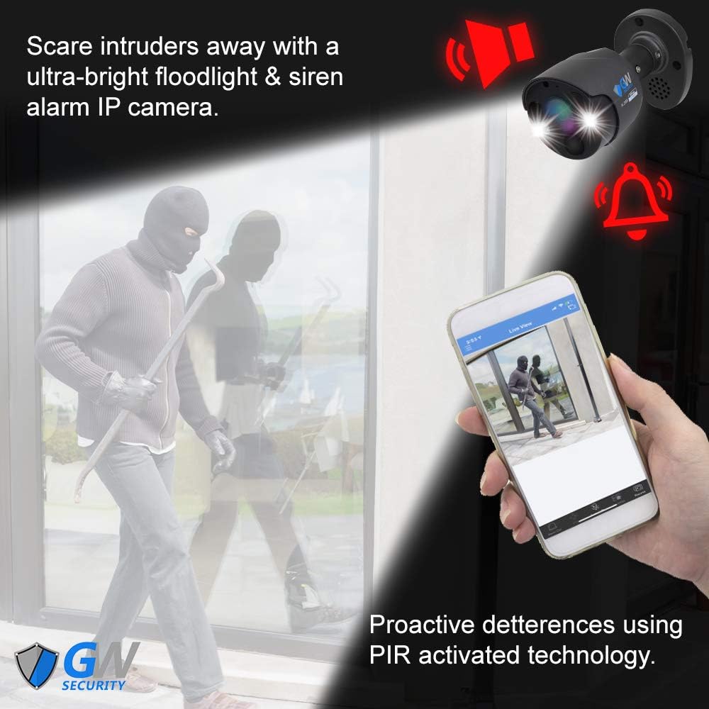 GW Security 5MP 30FPS Real-Time 1920P 2-Way Audio Spotlight Color Night Vision Outdoor/Indoor PoE IP Bullet Security Camera