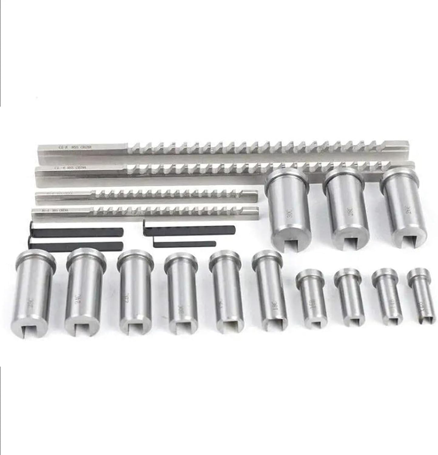 22 Pcs Keyway Broach Set Metric Size Keyway Broach Kit Keyway Broach Cutter Bushing Shim Set Industrial Metal Working Tool W/4 Broache 13 Collared Bushing 5 Gaskets