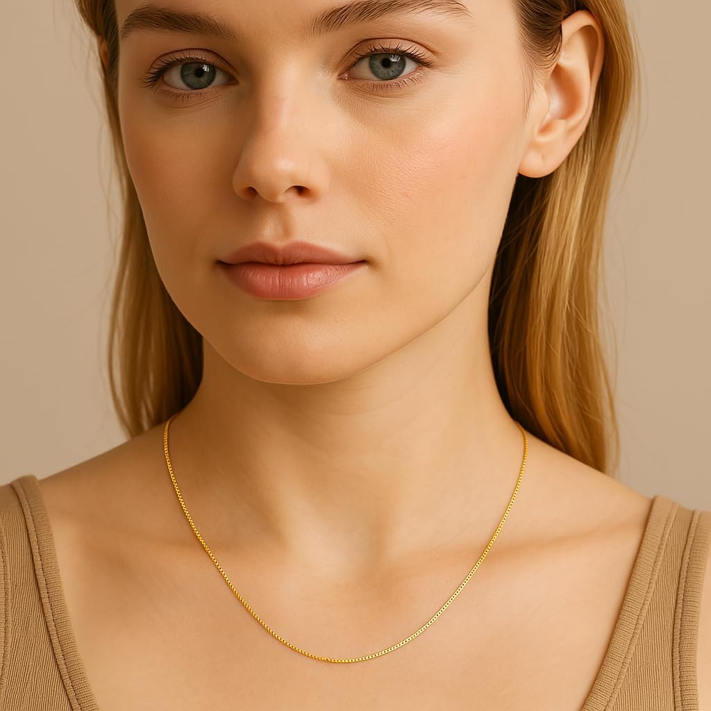 14k Yellow/White/Rose Gold Chain Box Necklace Link, Lobster Claw Clasp, Jewelry Gift for Women Men, Thickness 0.7/0.95/1.2/2 mm, Length 16-24 inch