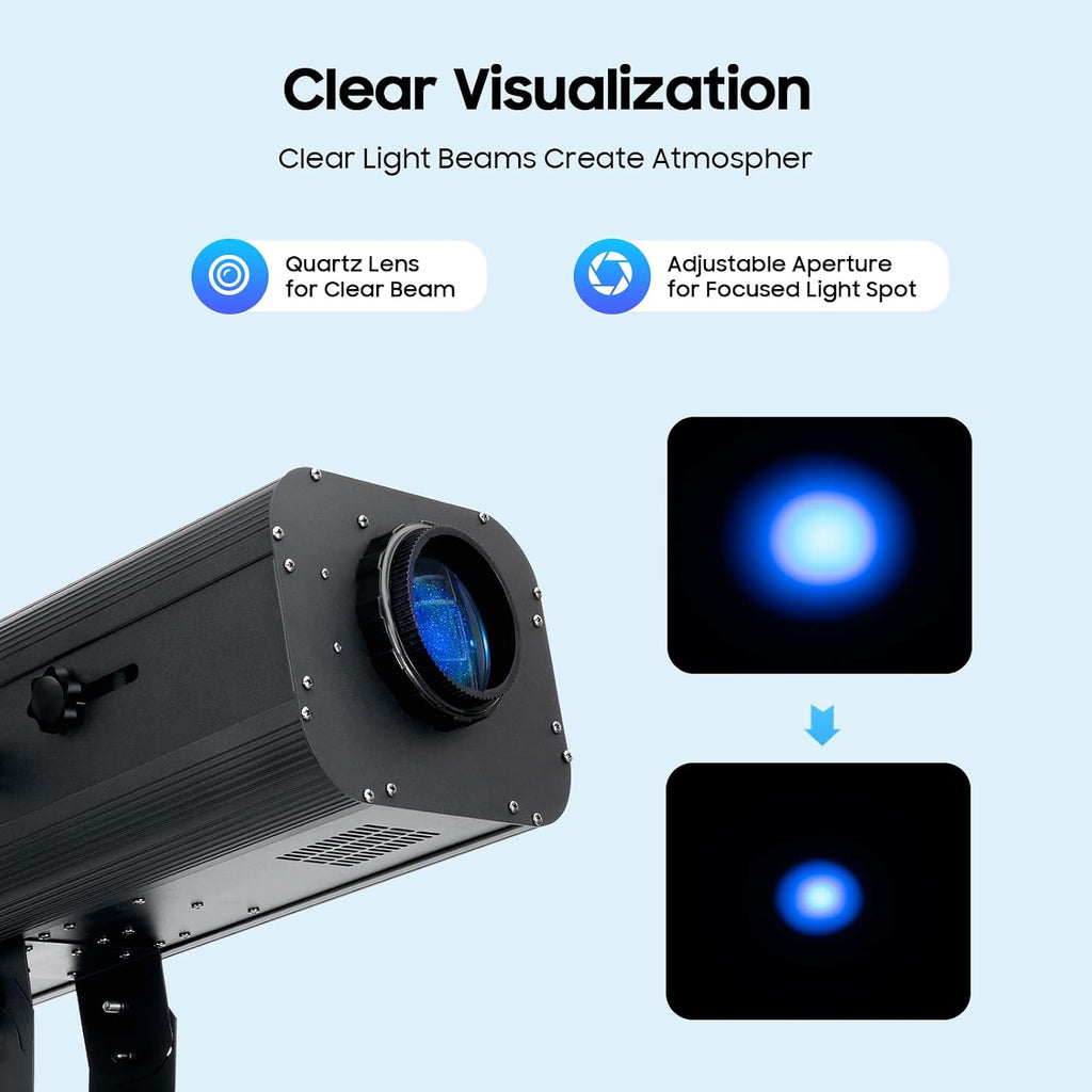 230W Professional Stage Spotlight with Adjustable Height Tripod Stand, 6 Colors 3 Color Temperatures 3200K-6000K, Adjustable Focus Follow Spot Light for Weddings, DJ, Theater & Event