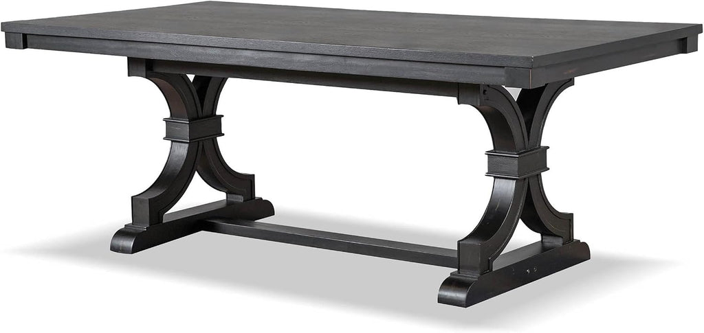 Furniture of America Drystan Farmhouse Wood 7 Piece Rectangle Dining Table Set with Upholstered Chairs, Seats up to 6, for Home, Kitchen, Living Room, Black