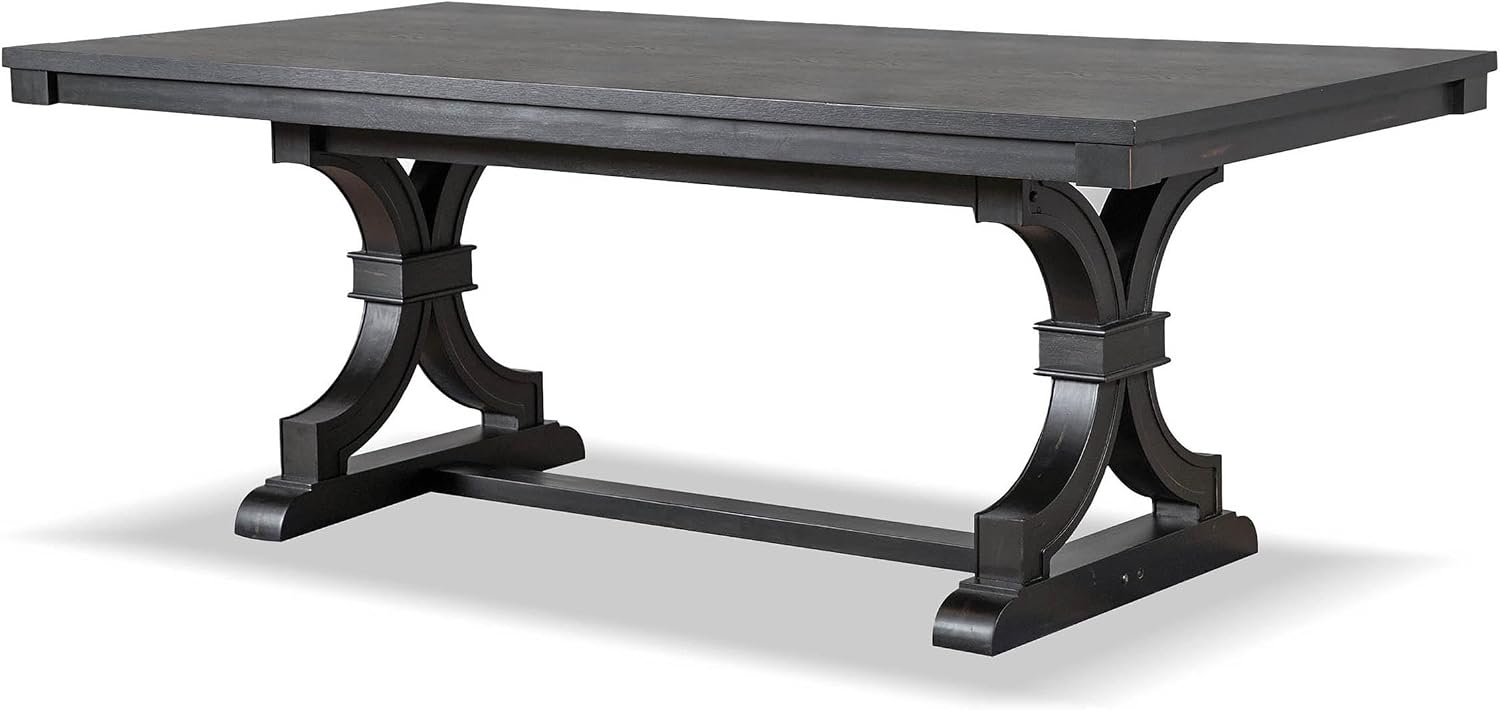 Furniture of America Drystan Farmhouse Wood 7 Piece Rectangle Dining Table Set with Upholstered Chairs, Seats up to 6, for Home, Kitchen, Living Room, Black