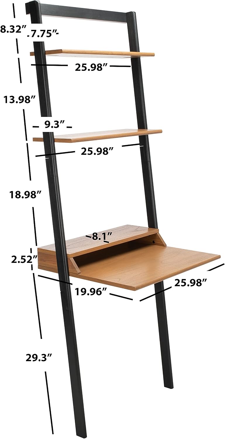 SAFAVIEH Home Collection Pamella Natural/Charcoal 2-Shelf Computer Table Office Writing Leaning Desk