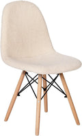Flash Furniture Modern Zula Modern Padded Armless Faux Sherpa Accent Chair with Beechwood Legs - Off-White