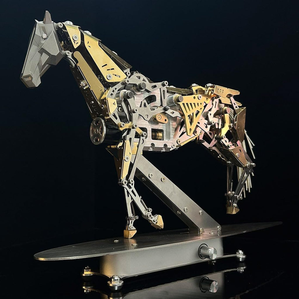 3D Metal Puzzle for Adults, 3D Metal Mechanical Horse Model Kit, Dynamic Moving Bionic Mechanical Horse with Brushless Motor, Bionic Kinetic Animal Assembly Model, Desk Decor & STEM Gift, 300+PCS