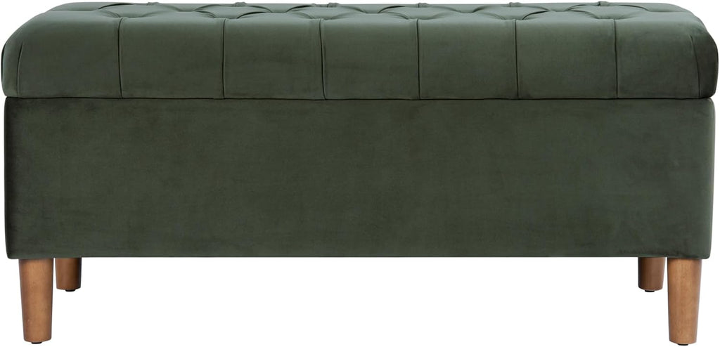 HomePop 40' Ainsley Button Tufted Storage Bench - Loden Green Velvet