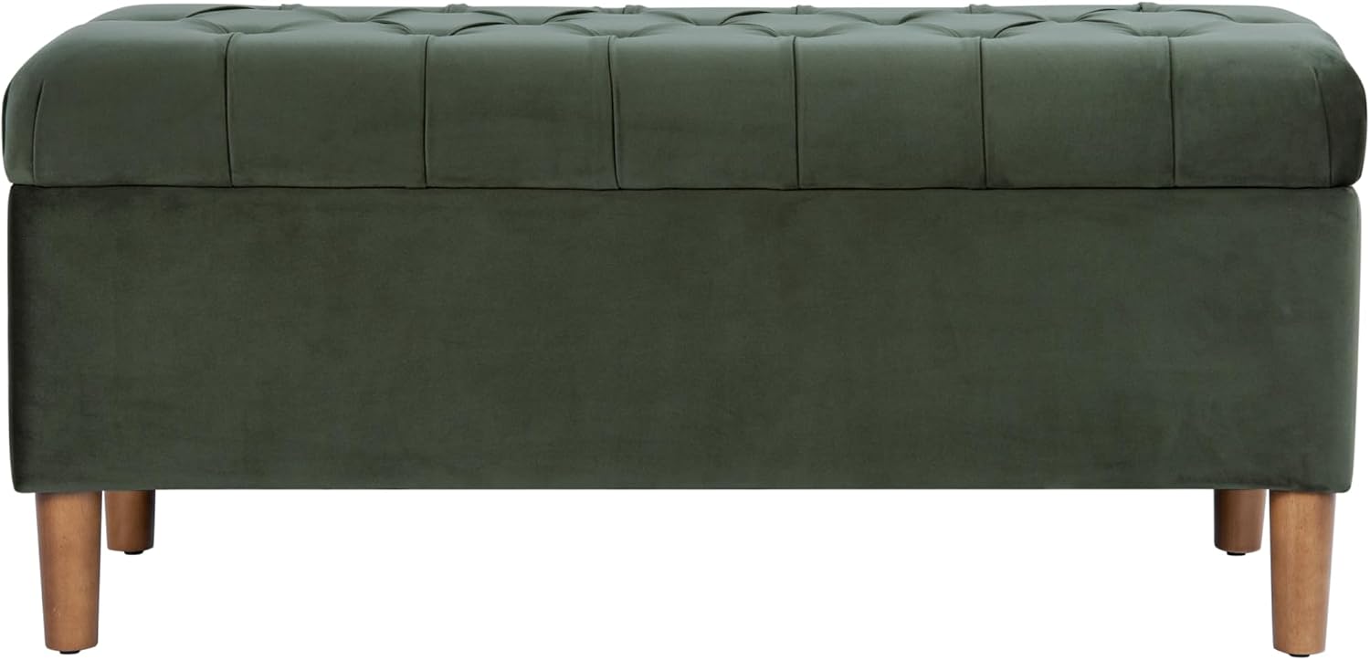 HomePop 40' Ainsley Button Tufted Storage Bench - Loden Green Velvet