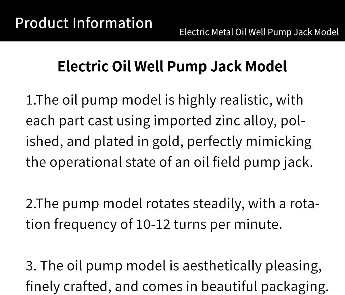Electric Metal Oil Well Pump Jack Model,Simulation Oilfield Operation Mechanical Machine Equipment Creative Desktop Ornament Decoration,Science Eductional Toy (Red)