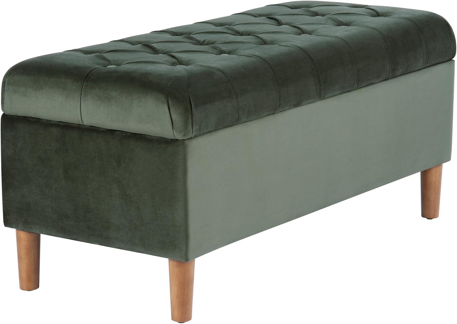 HomePop 40' Ainsley Button Tufted Storage Bench - Loden Green Velvet