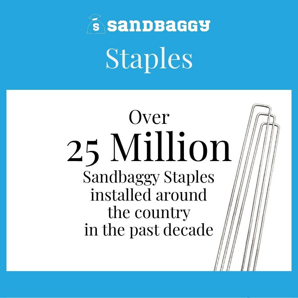 Sandbaggy 12 Inch Rust-Free Landscape Staples ~ Extra Long SOD Garden Stakes Weed Barrier Pins (250 Staples)