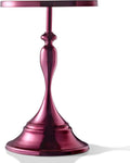 Homes: Inside + Out Halric Modern 24' Tall Round End Table with Decorated Tabletop and Iron Metal Base, Accent Furniture, Elegant Pedestal Stand for Living Room, Home Office, Chrome Purple