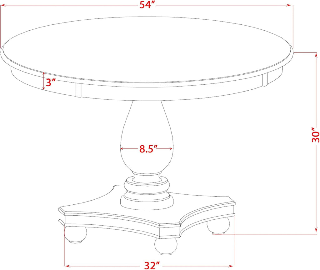 F52-0N-TP - Kitchen Table with Acacia Wood Round Tabletop, Antique Walnut Finish