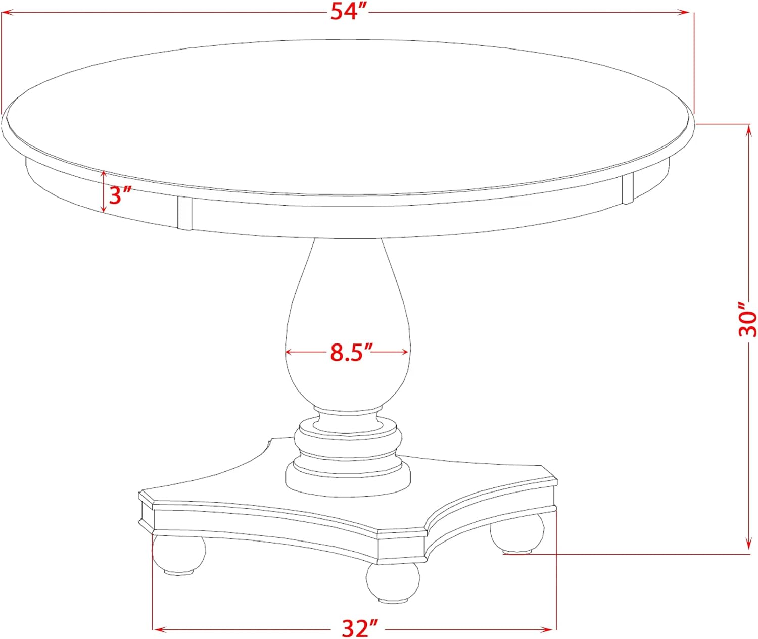F52-0N-TP - Kitchen Table with Acacia Wood Round Tabletop, Antique Walnut Finish