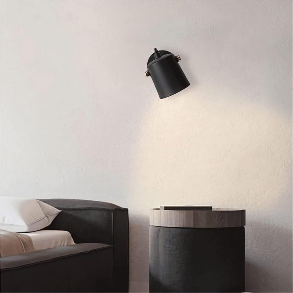 Indoor Single Head Wall Light with 350°+90° Adjustable Spotlight Modern GU10 Bedroom Bedside Wall Lamp Nordic Minimalist Wall Lighting Fixtures for Hallway Living Room(Dark)