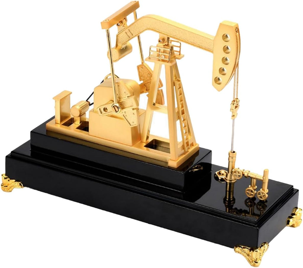 3D Electric Metal Oil Well Pump Jack Model, DIY Industrial Mechanical Model Toy Gift, Creative Desktop Ornament Decoration, Science Eductional Toy