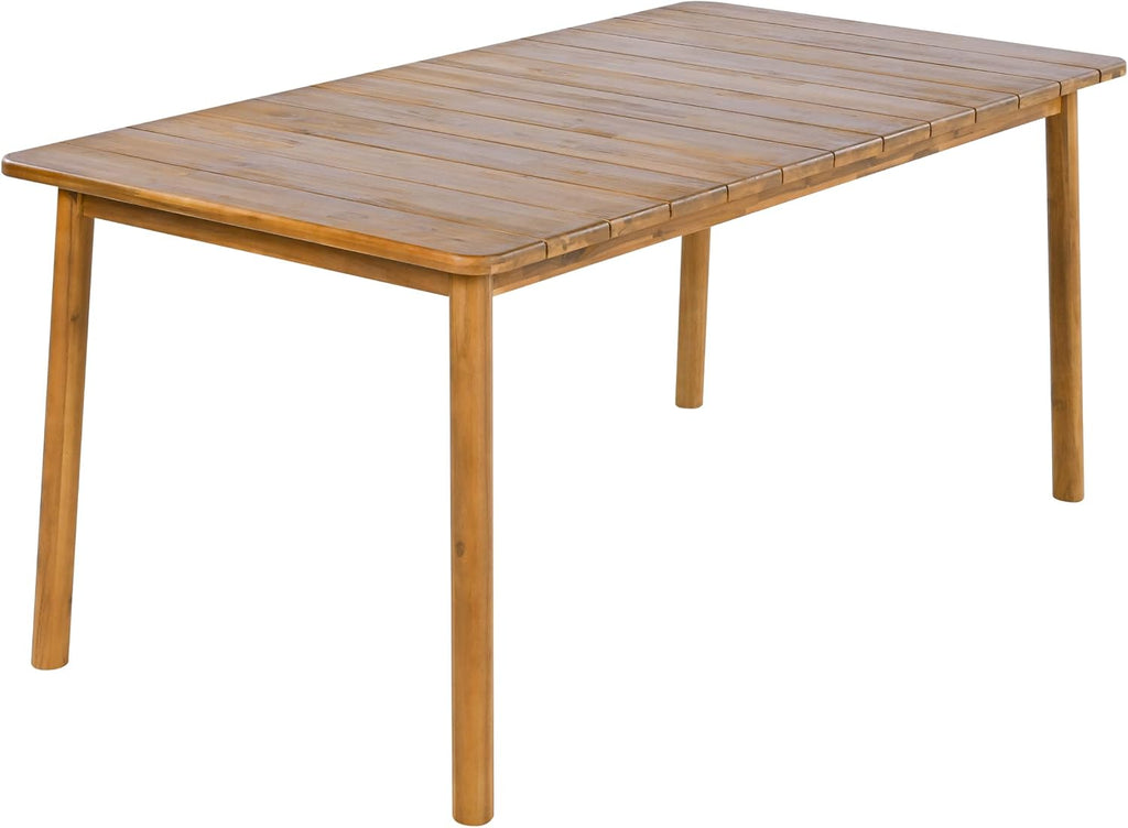 Christopher Knight Home Kclent Outdoor Acacia Wood Dining Set for 6, Patio Table & Chairs with Angled Rope Arm, Removable Cushions, 7 Piece Patio Dinner Set for Backyard Deck, Teak+ Beige