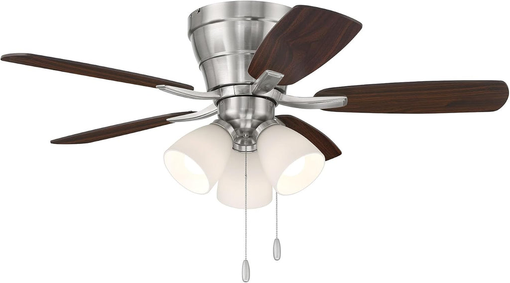 Craftmade 42' Wheeler Indoor Flush Mount 5 Blade Brushed Polished Nickel Finish Ceiling Fan with Optional 3-Light Kit