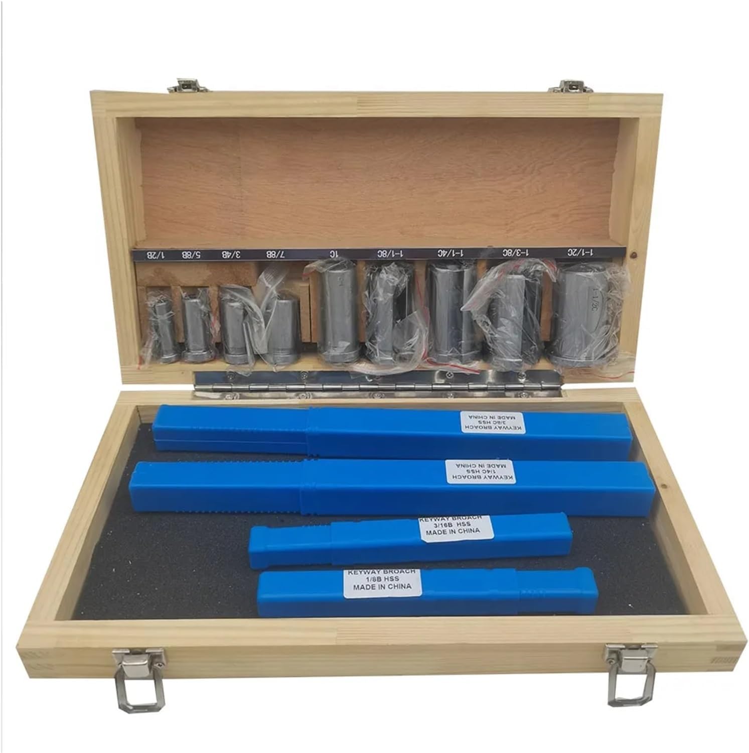 Push Type Keyway broaches 18pc HSS Metric Keyway Broach Cutters B C Push Type 4mm 5mm 6mm 8mm + 9pc Bushing Sleeve + 5pc Shim Cutting Tool Metalworking