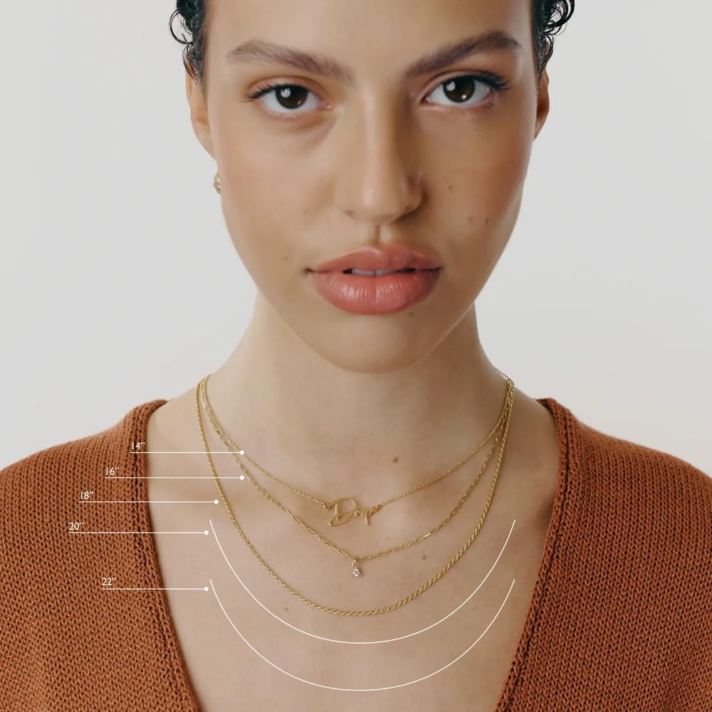 OAK & LUNA - Choose Your Style Women's Chain - Sterling Silver, 18K Gold Plated, Gold Vermeil, 14K Solid Gold - Bobble, Paperclip, Herringbone, Gourmette, Rope, Texture, Pearl, Cable, Mirror, Box, Twist - Custom Length