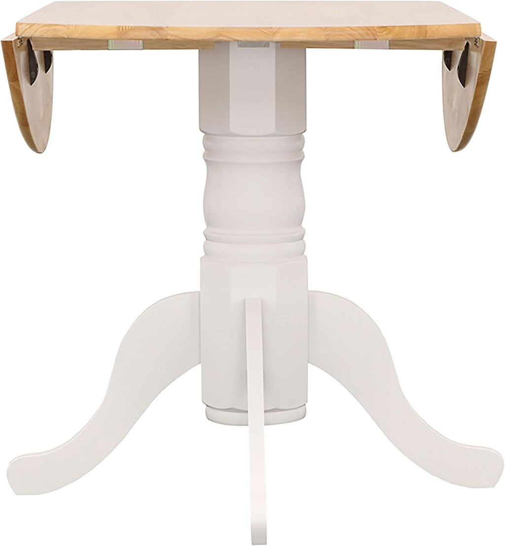 Coaster Home Furnishings - Allison - Wood - 5-Piece Round Drop-Leaf Dining Table Set - Extendable Round Table with Windsor Spindle Back Wooden Dining Chairs - Dining Room - Natural and White - 4241-S5