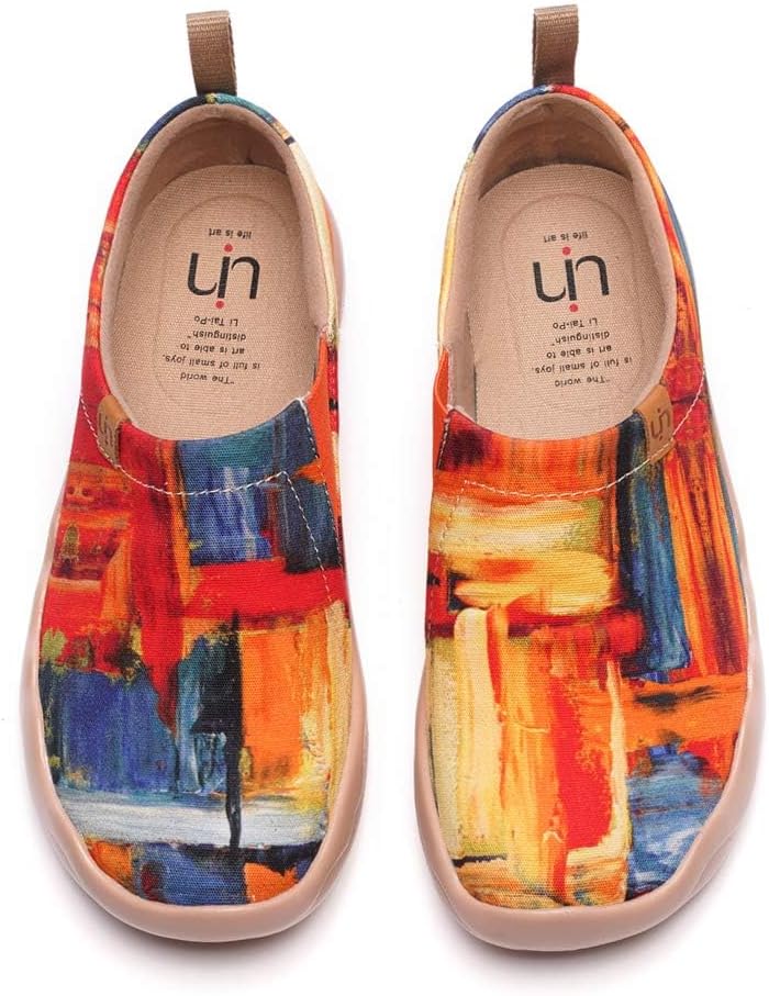 UIN Women's Casual Loafers Travel Painted Walking Slip On Lightweight Comfortable Canvas Fashion Sneakers