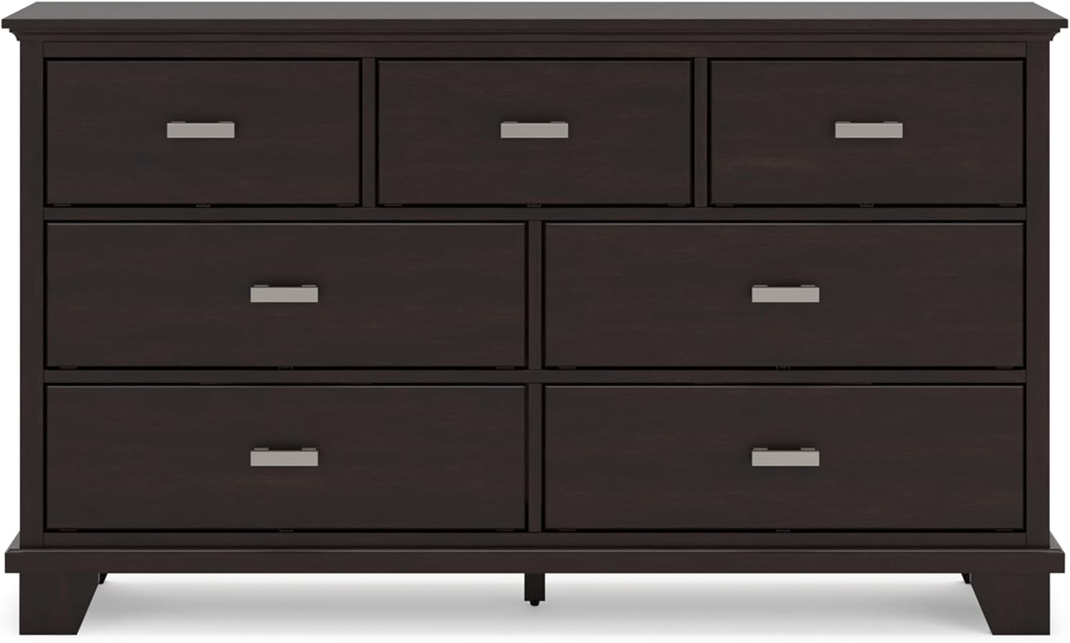 Signature Design by Ashley Covetown Bedroom Dresser, 62-Inch Wide 7-Drawer Storage, Dark Brown, Quick and Easy Assembly, Hardwood Solids, Engineered Wood Veneer, and MDF Substrates