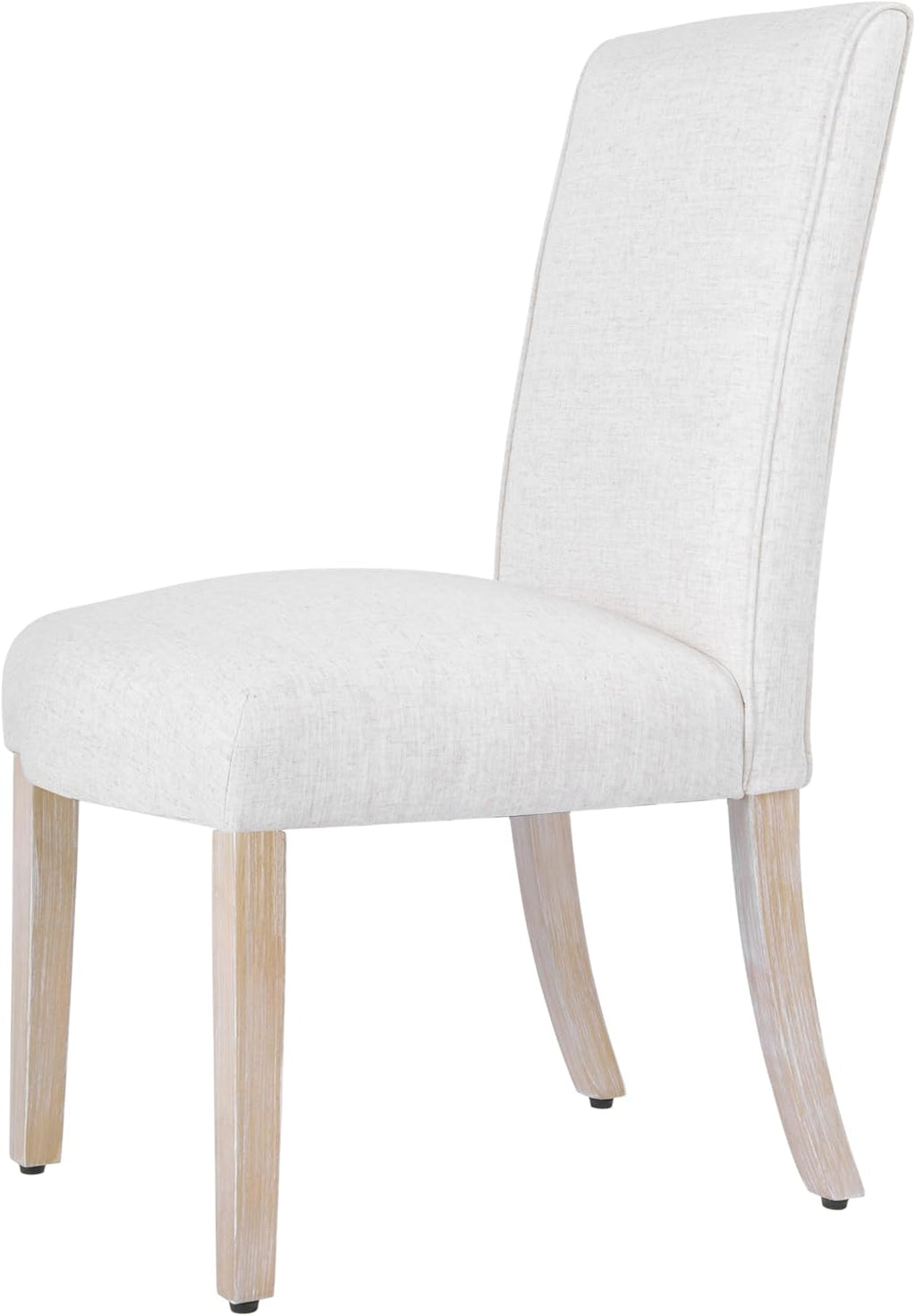Homepop Scalloped Detail Dining Chair|Upholstered Parsons Dining Chairs |Decorative Home Furniture, Cream Textured Woven (Set of 2)