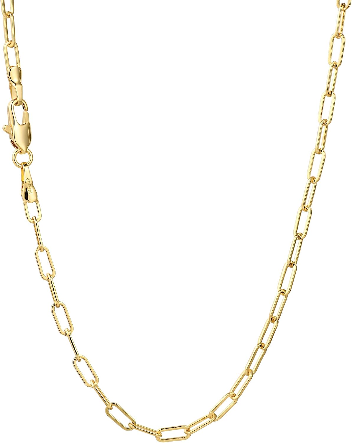 14K Gold Chain Necklaces 2.5mm Paperclip Chains for Women Trendy Non-tarnish Necklace Unisex Gold Jewelry Gifts Sweat Proof and Fade Resistant Lifetime Quality（18-24Inches）