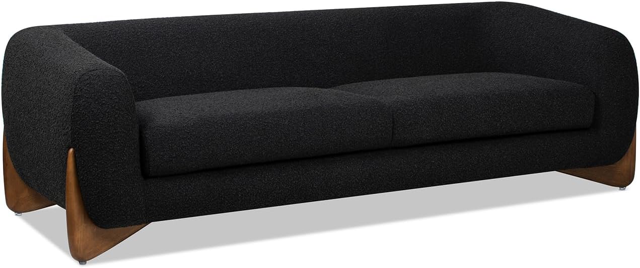 Jennifer Taylor Home Alpine 90.5' Modern Scandinavian Minimalist Round Arm Sherpa Sofa