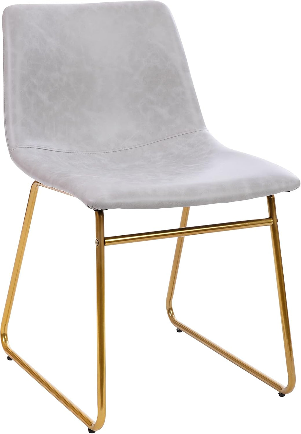 Flash Furniture Butler 18' LeatherSoft Dining Table Height Chairs, Mid-Century Modern Bucket Style Dining Chairs, Set of 2, Light Gray/Gold