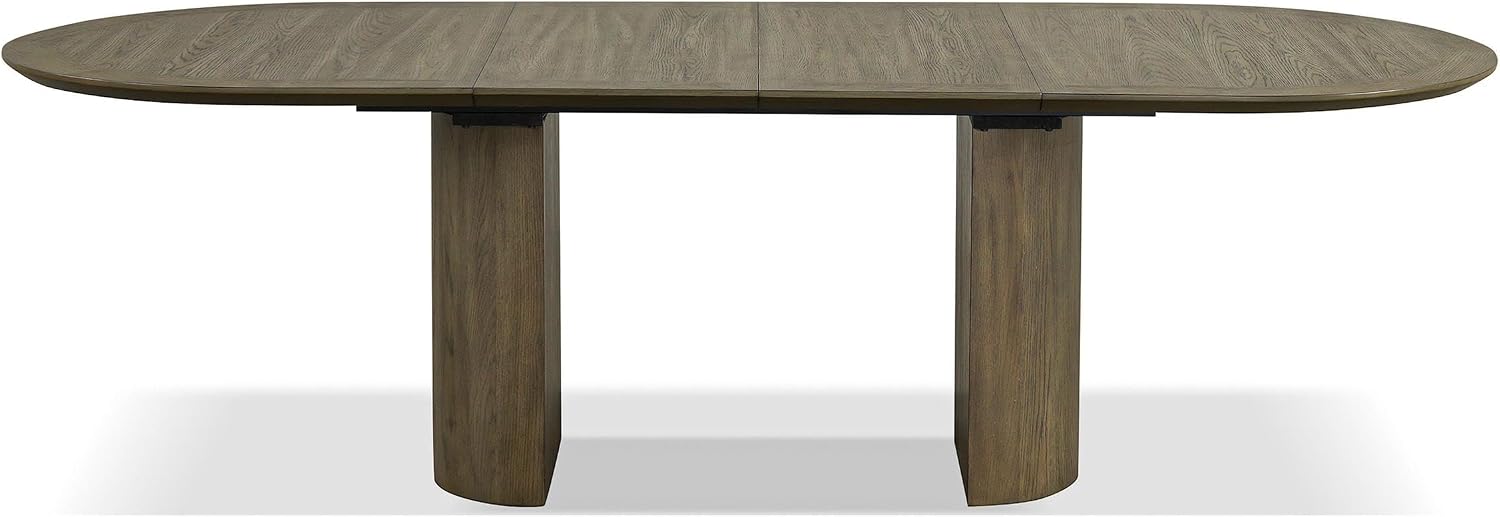 Furniture of America Vrusales Wooden 66 to 102-inch Extendable Oval Dining Table with Plinth Base, Seat up to 8 for Home Kitchen, Dinettes, Oak