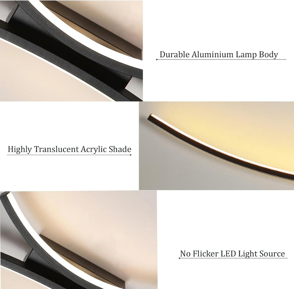 Led Wall Lights Indoor Modern with Remote Control Dimmable Wall Lamps Acrylic Elegant Curved Design Wall Spotlights for Living Room Bedroom Corridor (Gold,80Cm)/D/80Cm
