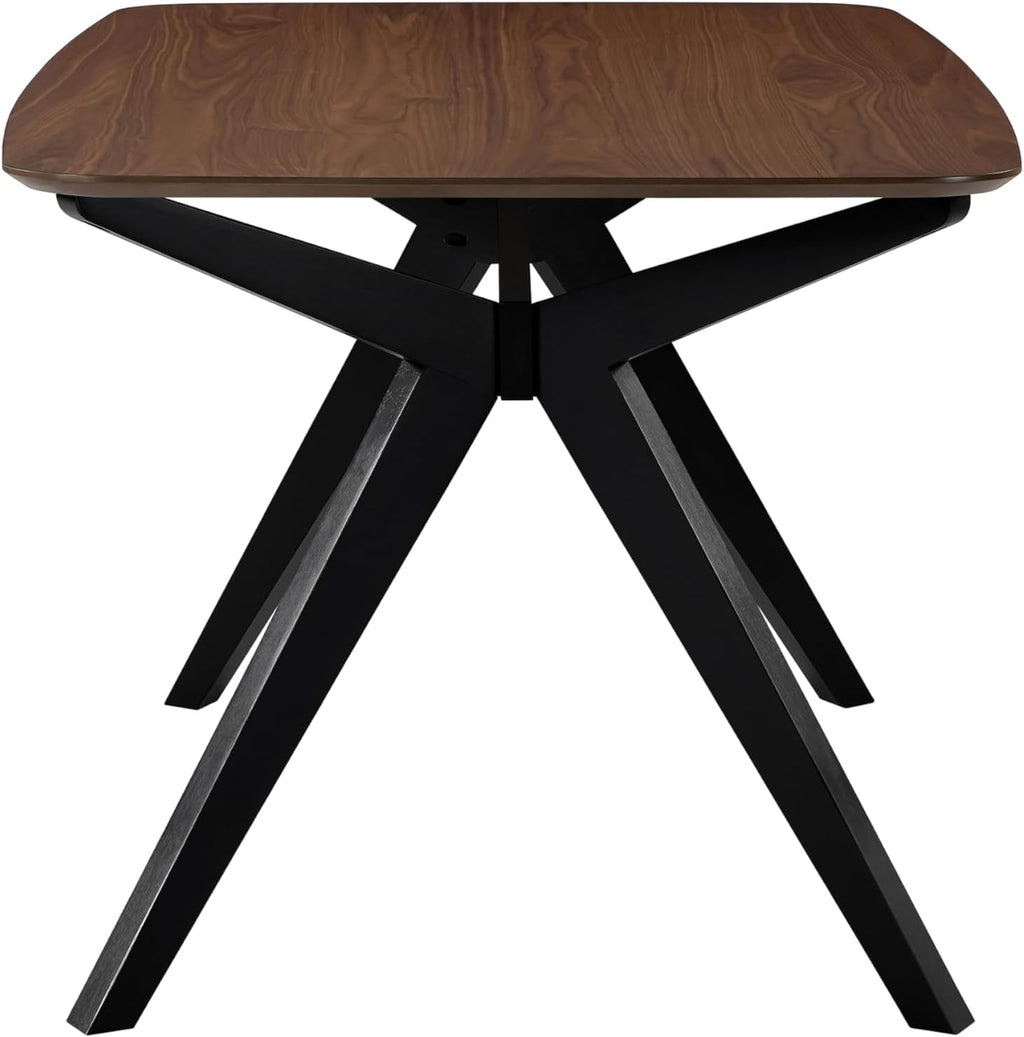 Christopher Knight Home Arley Modern Wooden Dining Table, Solid Wood Rectangular Dining Room Table for 4 People, Sturdy and Space Saving Kitchen Table, Walnut Brown + Black