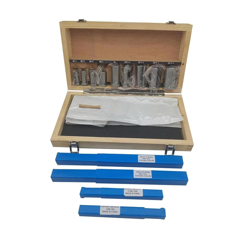 18 PCS Keyway Broach Set HSS Keyway Cutting Tool for Lathe Metric Size Broaches with Bushings and Shims with Precision Ground Teeth