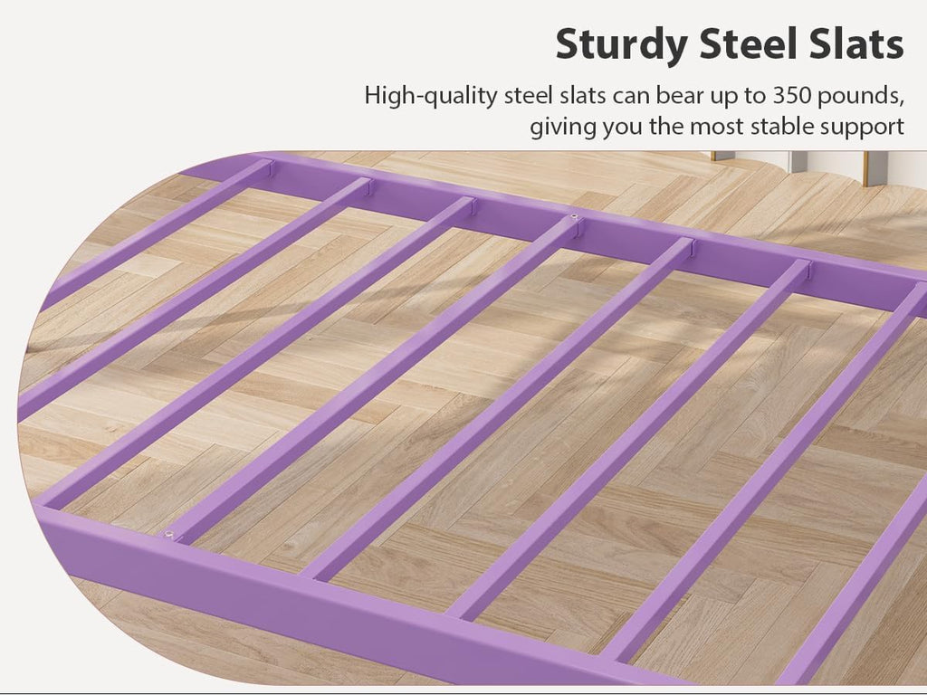 GarveeHome Twin Size Daybed Frame, Sofa Bed with Stylish Headboard, Heavy Duty Steel Slat Support, Space Saving for Living Room/Bedroom/Guest Room, Purple