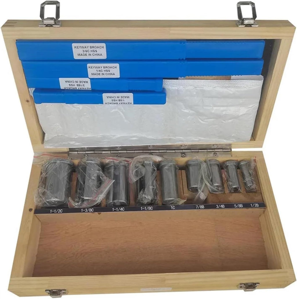 Push Type Keyway broaches 18pc HSS Metric Keyway Broach Cutters B C Push Type 4mm 5mm 6mm 8mm + 9pc Bushing Sleeve + 5pc Shim Cutting Tool Metalworking