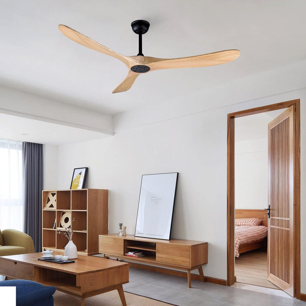 60' Modern Ceiling Fan, Bedroom Fan With Remote Control, 2 Downrods, Reversible DC Motor 27W Quiet Energy Saving