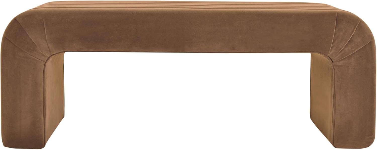 Spatial Order 48' Modern Arch Channel Bench - Rust Orange Velvet