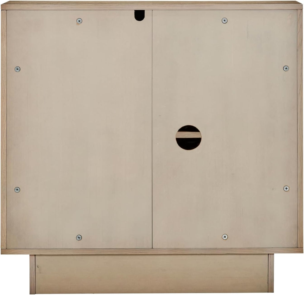 Nathan James Iris Mid-Century Modern Credenza, Light Brown TV Stand, Living Room Wood Storage Cabinet with Arched Cabinet Doors, White Oak, Set of 2