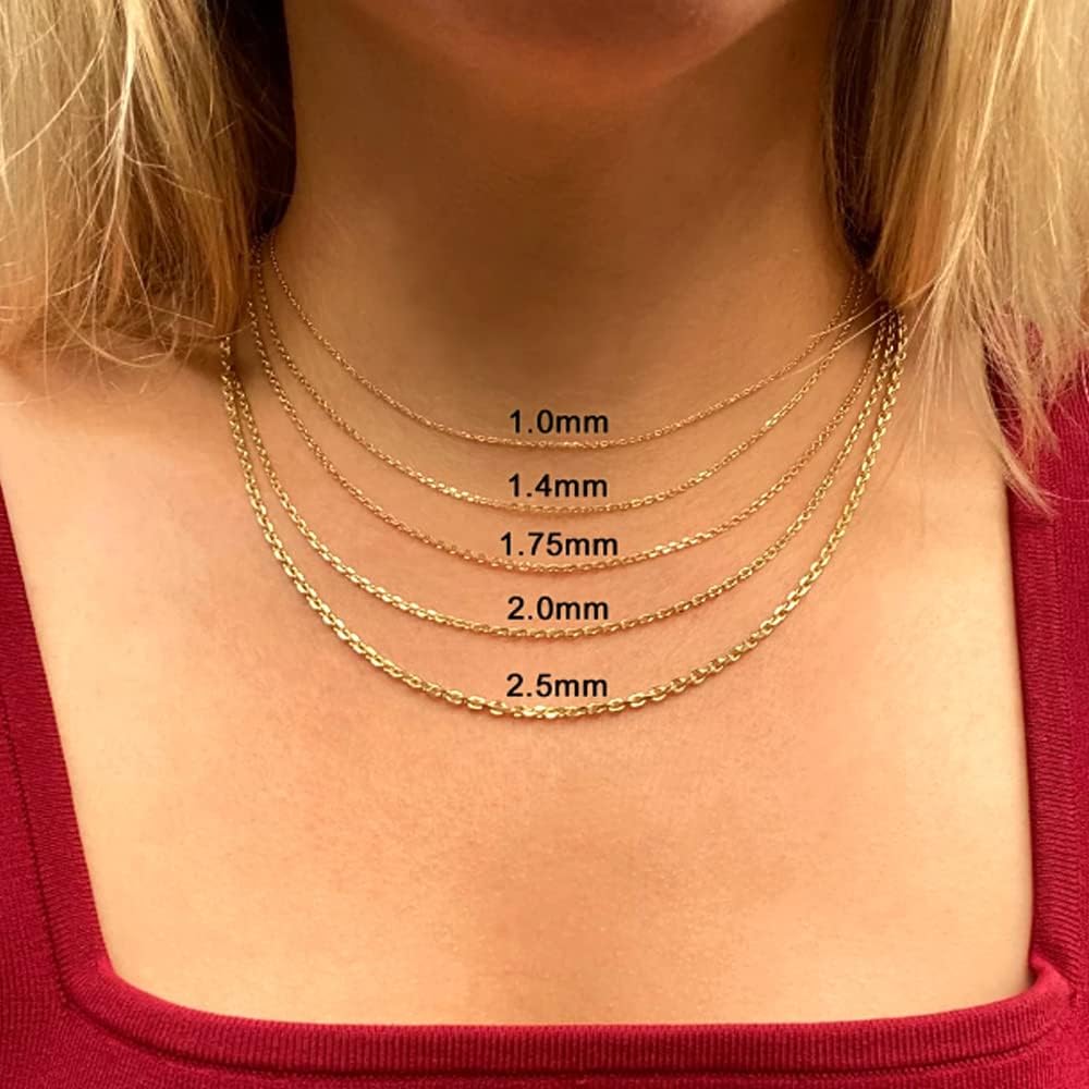 Jewelry Affairs 14k Yellow Gold Cable Link Chain Necklace, 0.6mm