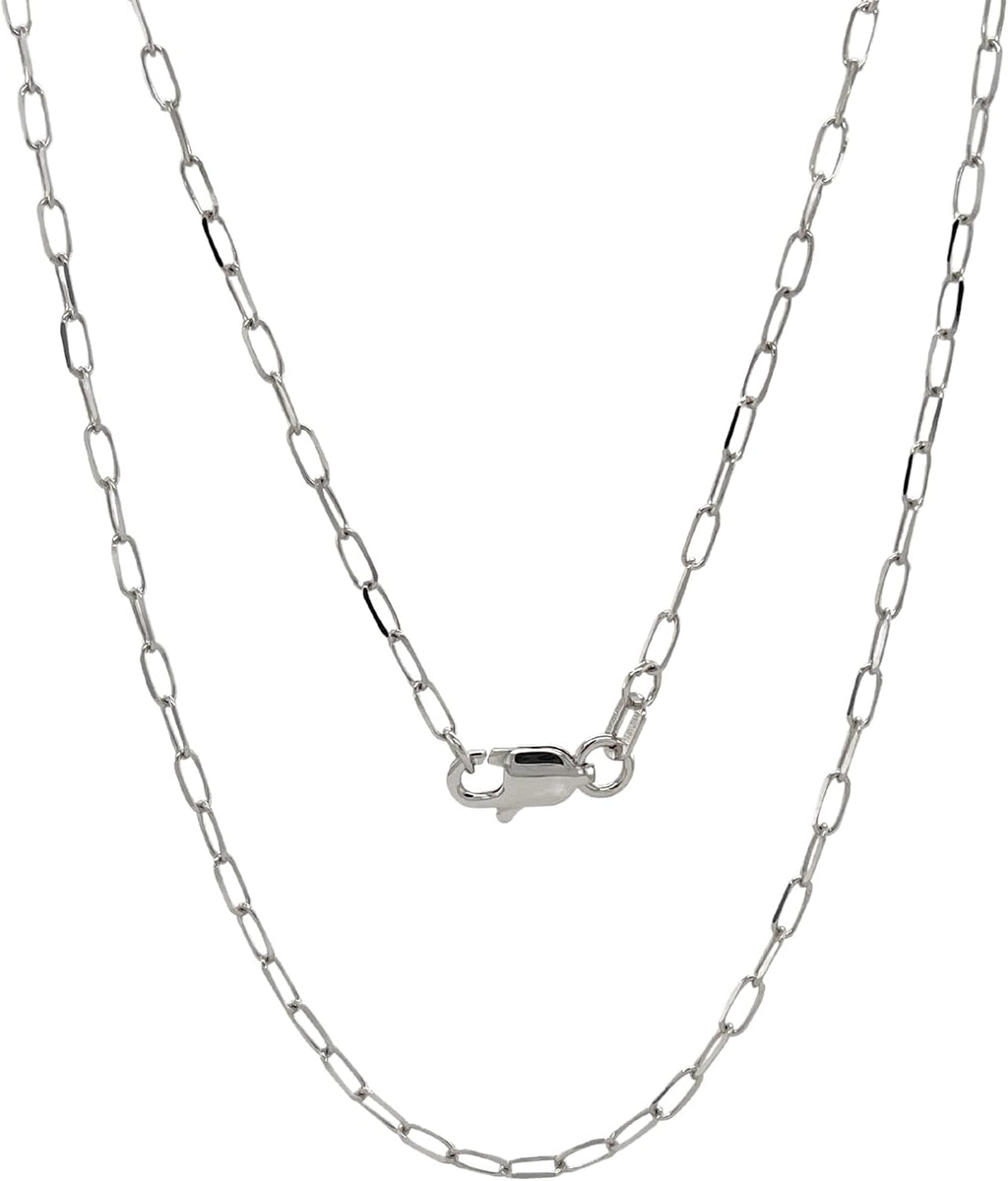 JEWELHEART 14K Solid Gold Cable Chain for Women, 1.7mm Diamond Cut Paperclip Link, Yellow or White Gold Pendant Necklace, Lobster Clasp, 14' up to 24'