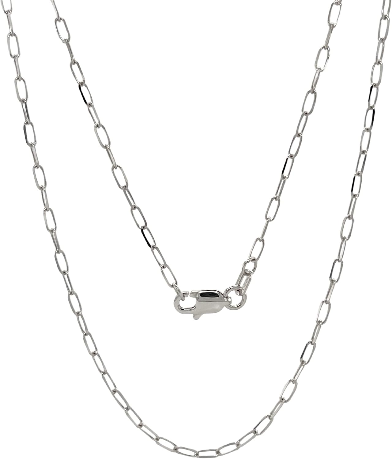 JEWELHEART 14K Solid Gold Cable Chain for Women, 1.7mm Diamond Cut Paperclip Link, Yellow or White Gold Pendant Necklace, Lobster Clasp, 14' up to 24'