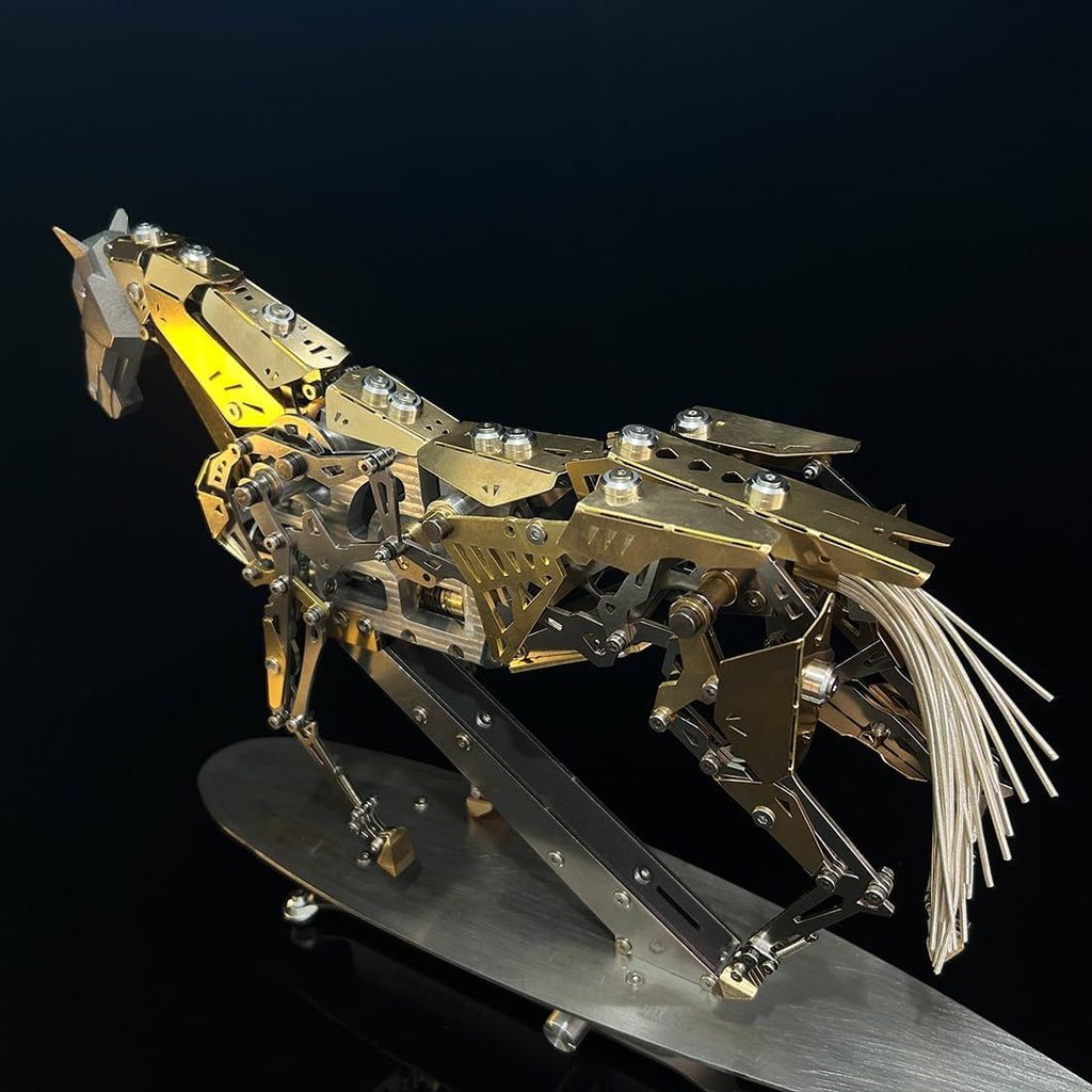 3D Metal Puzzle for Adults, 3D Metal Mechanical Horse Model Kit, Dynamic Moving Bionic Mechanical Horse with Brushless Motor, Bionic Kinetic Animal Assembly Model, Desk Decor & STEM Gift
