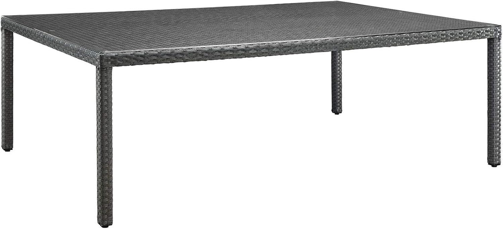 Modway Sojourn Wicker Rattan Outdoor Patio 90' Rectangle Dining Table in Chocolate