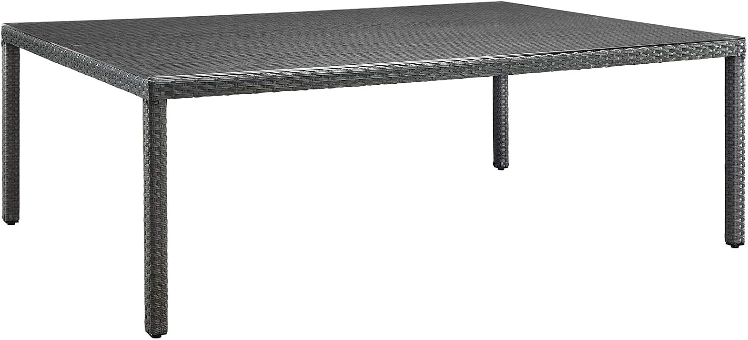 Modway Sojourn Wicker Rattan Outdoor Patio 90' Rectangle Dining Table in Chocolate