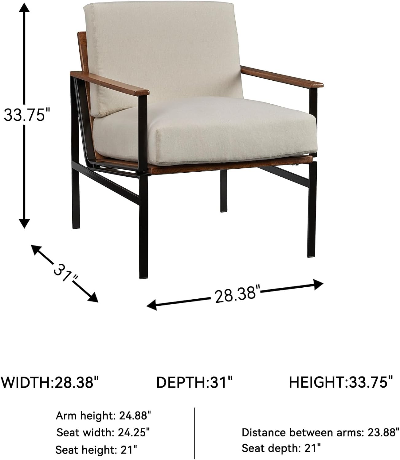 Signature Design by Ashley Tilden Mid-Century Modern Accent Chair, Ivory & Black